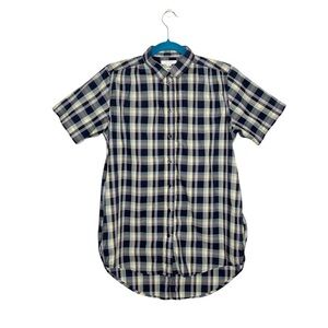 Kostym Plaid Short Sleeve Button Front Shirt Dress or Tunic Blouse